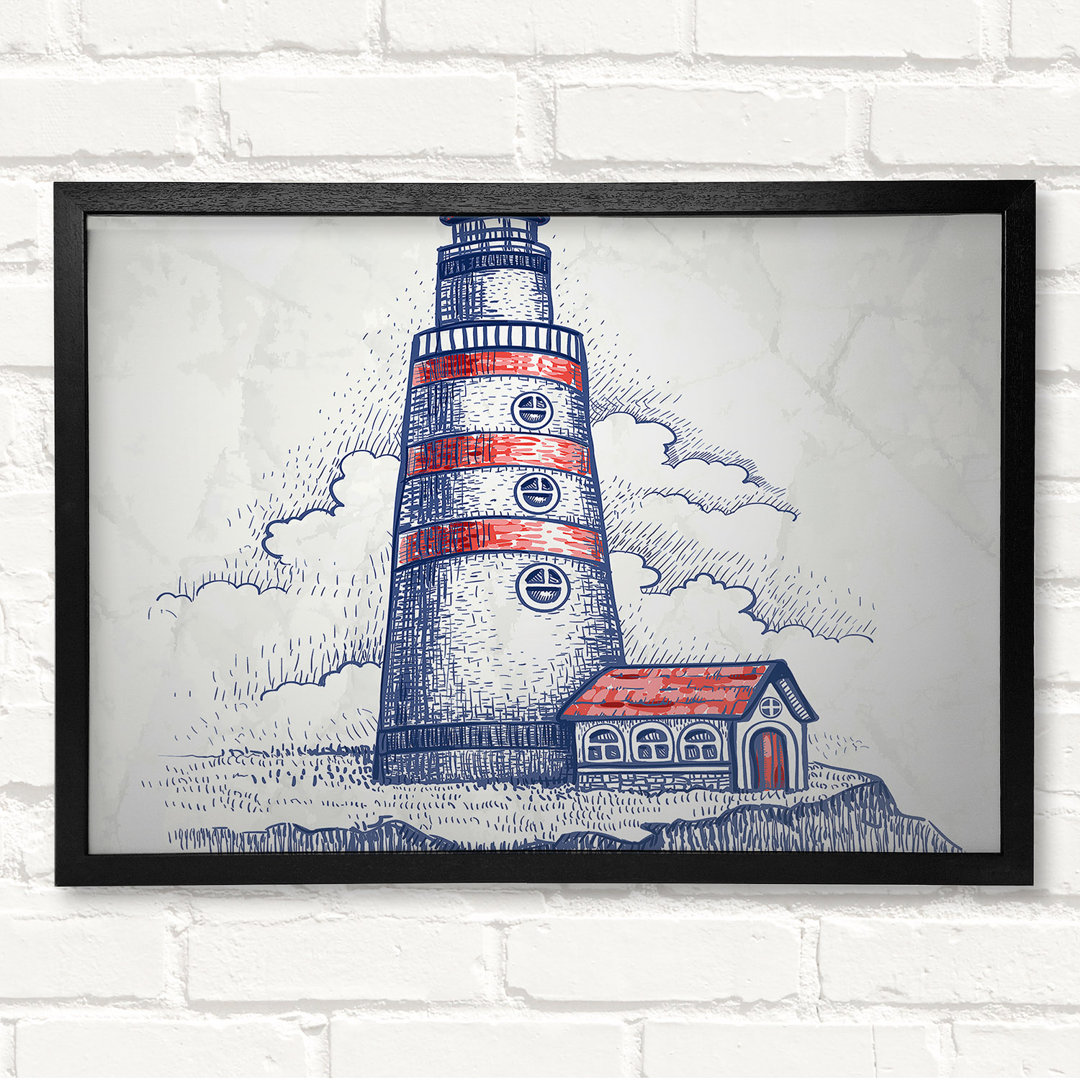 Lighthouse Watch - Closed Corner Frame Kunstdruck auf Holz