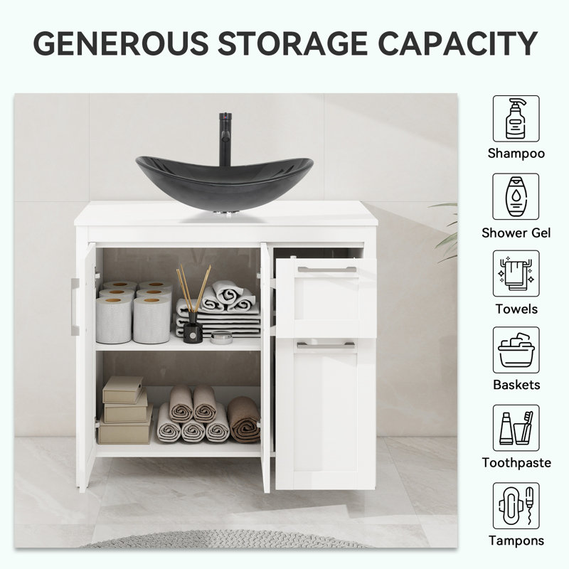 36" Free-Standing Modern Single Bathroom Vanity With Sink, White