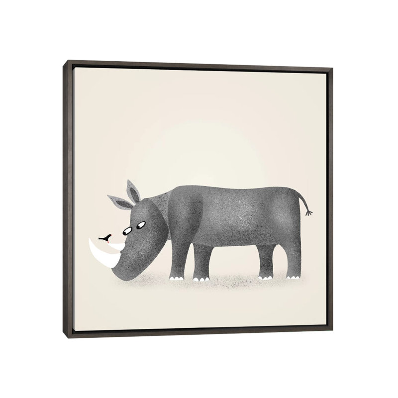 « Rhino » par Nic squirrell-impression, H 37 po x l 37 po x P 1,5 po, Toile avec cadre gris, Pas de tapis