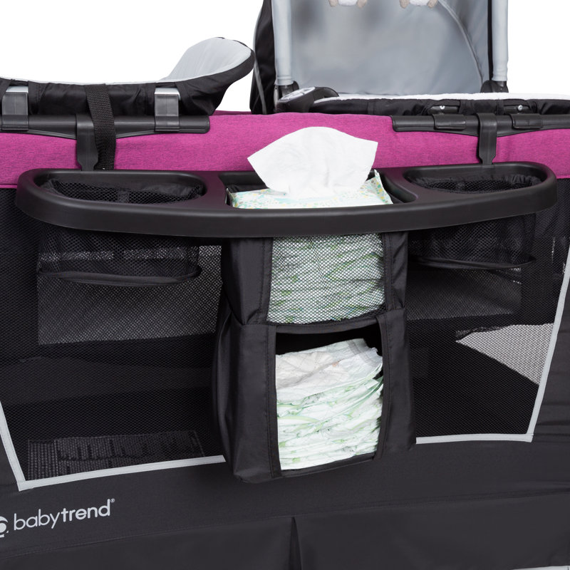 Bassinet with Bedding with Mattress and Stand, Black/Purple