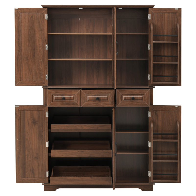 72.24 " H Kitchen Pantry with Adjustable Shelves, Noyer brun