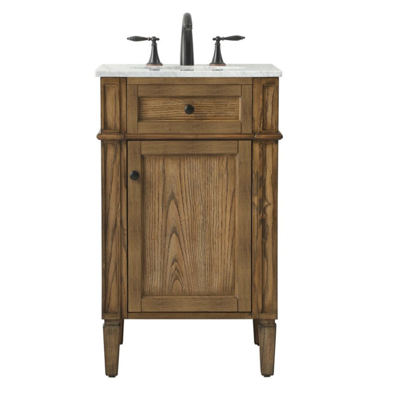 Rivers 21'' Single Bathroom Vanity with Marble Top, Driftwood