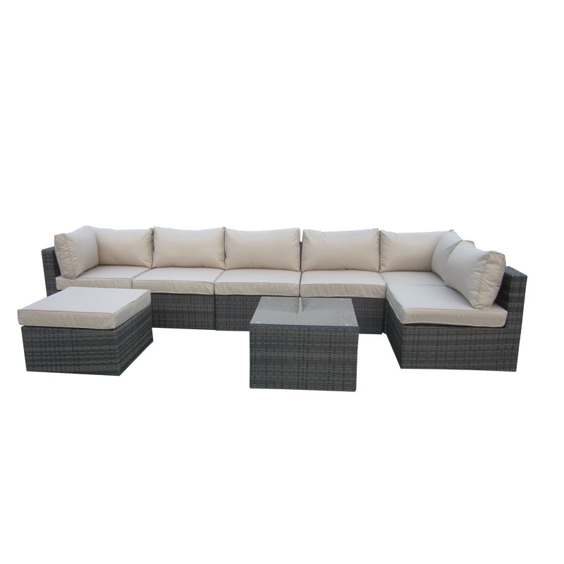 Hallur 7 - Person Conversation Set, Beige, Mix Brown