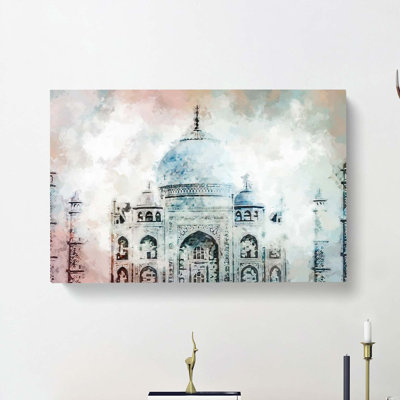 Colourful Taj Mahal In Agra India In Abstract - Wrapped Canvas Painting