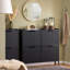 Armoire à chaussures étroite avec tiroirs rabattables, rangement pour chaussures de vestibule pour vestibule, petit espace, étagère à chaussures avec 4 tiroirs, noir, motif à vagues, l 39,4 po x P 7,5 po x H 35,4 po-129911300-98918228-129911301