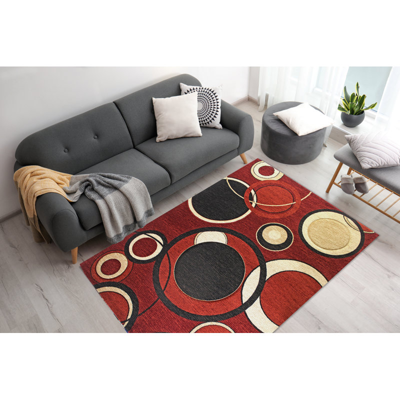 Tapis rouge à motif abstrait Jep