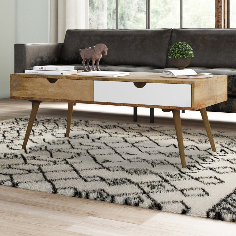 Rousseau Solid Wood Four Leg Coffee Table, White