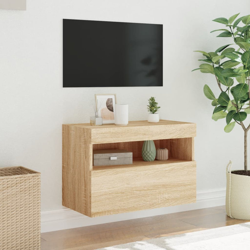 Calilynn Unfinished TV Stand for TVs up to 24" with Fireplace Included, Sonoma Oak