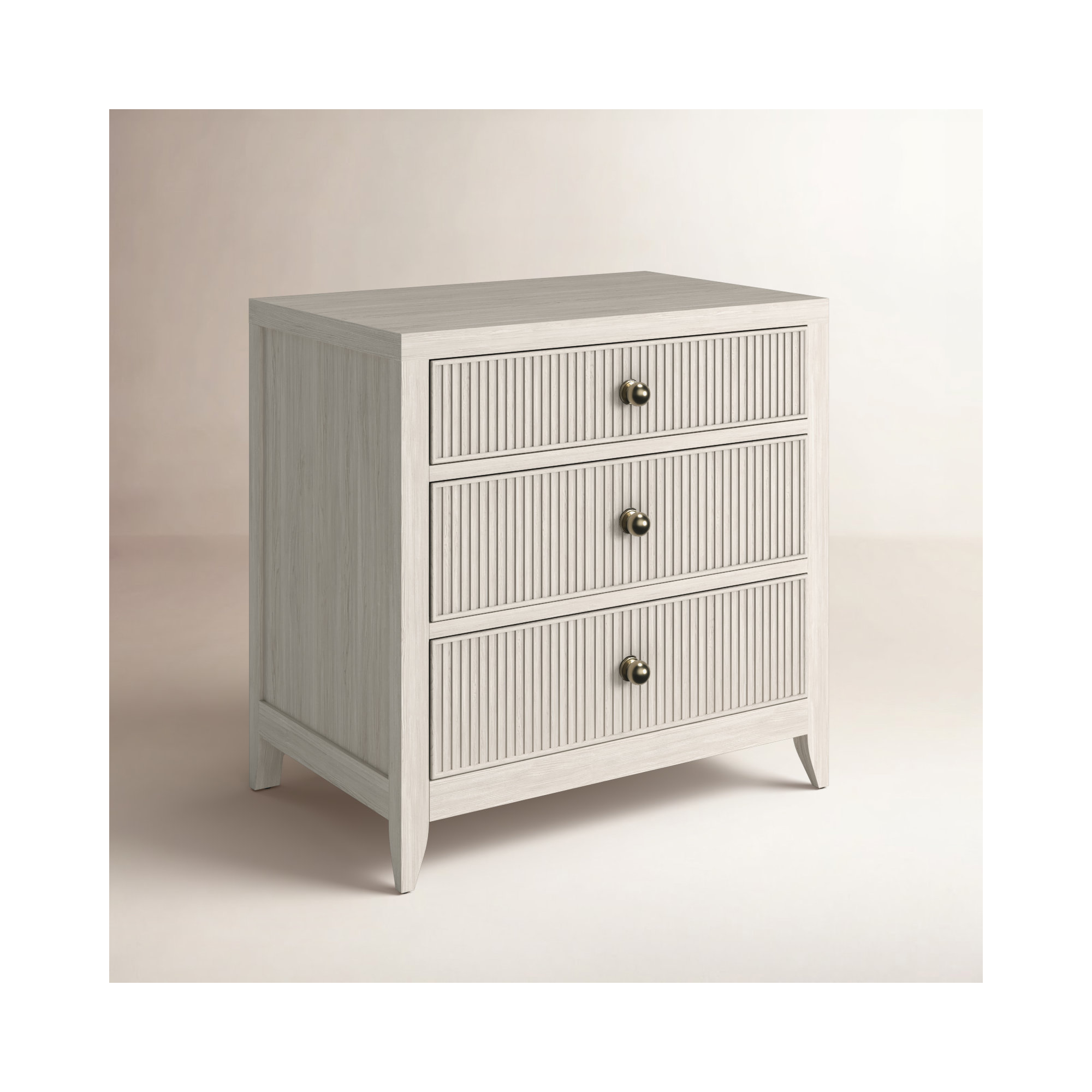 Caterina 3-Drawer Nightstand, White Oak