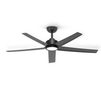 52 Inch Ceiling Fan with Integrated LED Light, Large Airflow Reversible Quiet DC Motor with Hand Remote Control, Indoor Ceiling Fan for Living Room Bedroom