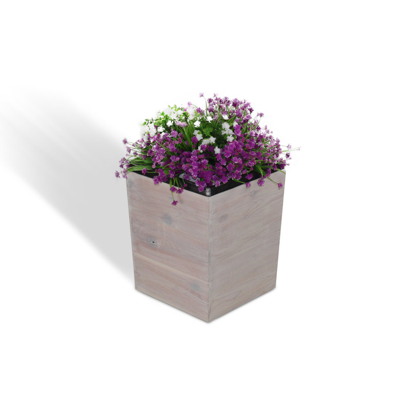 Boîte à fleurs en bois Campton, H 17 po x l 14 po x P 14 po, Blanc délavé