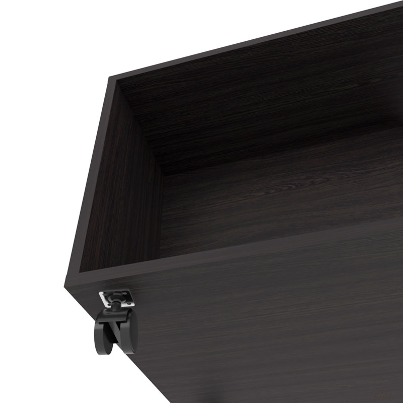 Table basse avec rangement ouvert et roulettes