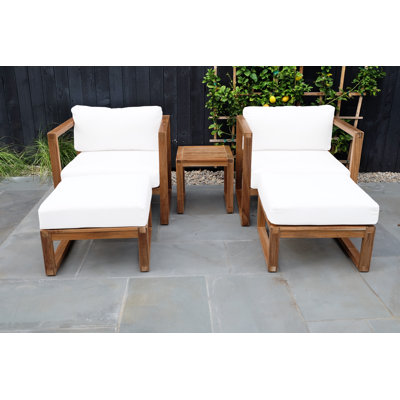 Ensemble de conversation en teck avec coussins Sunbrella