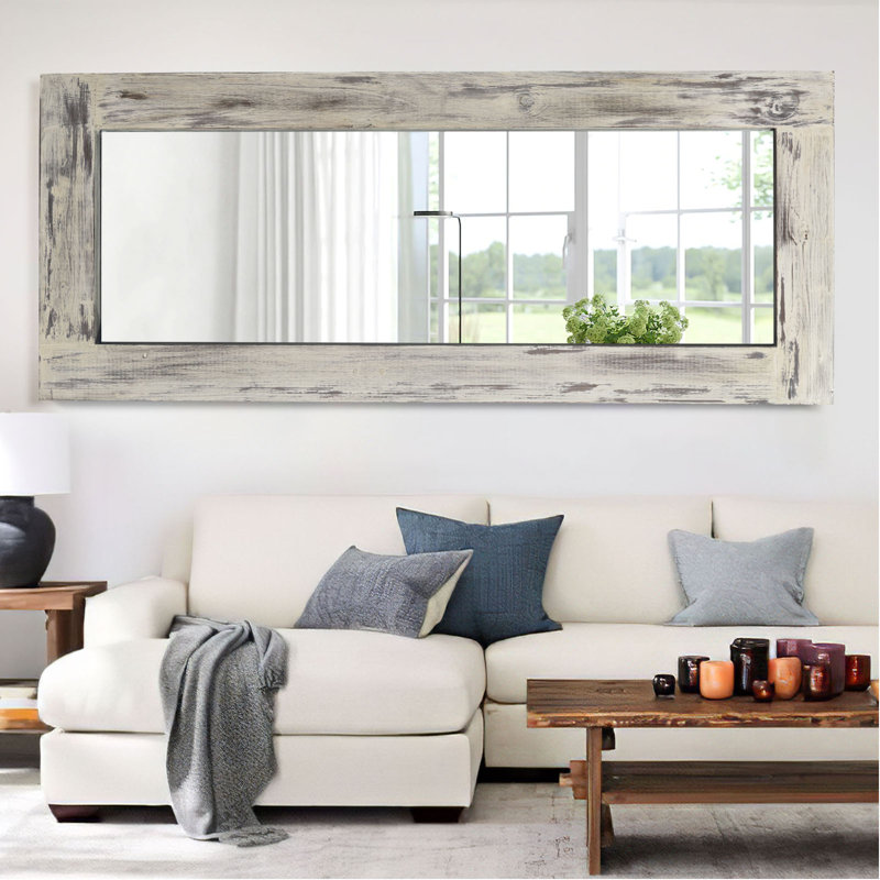 Miroir mural Mateus, Blanc patiné, 58 po x 24 po