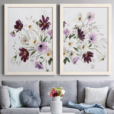 Améthyste Bouquet I - Ensemble de 2 peintures sur toile encadrées