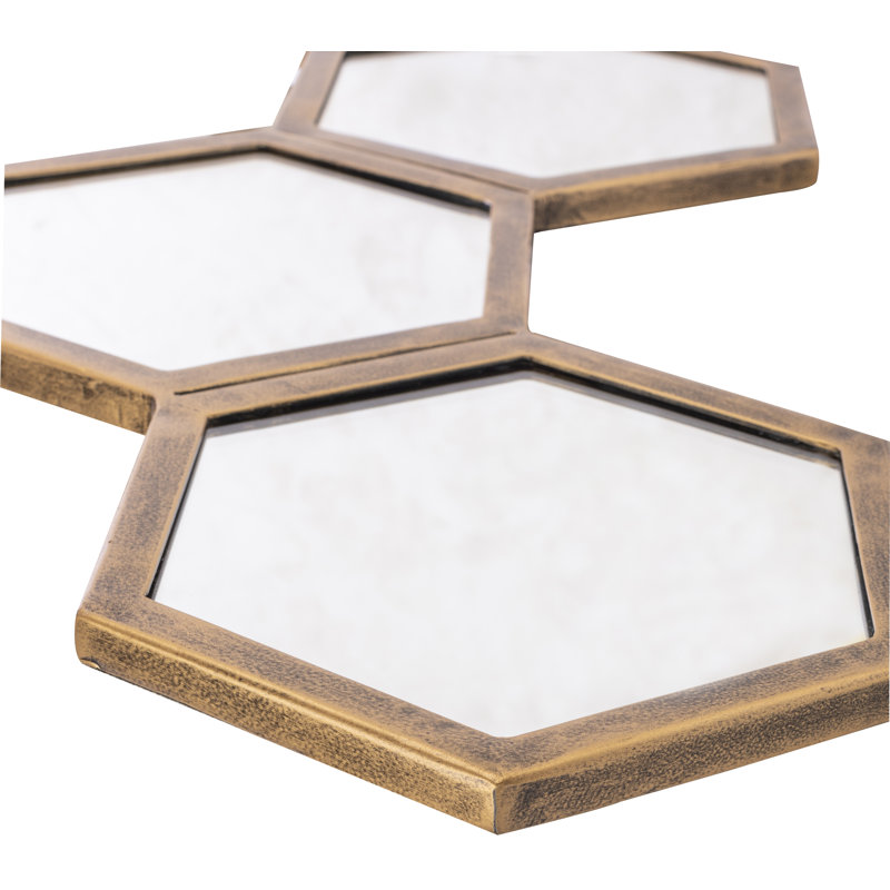 Stubbs Gold Hexagonal Metal Wall Mirror 34.75"