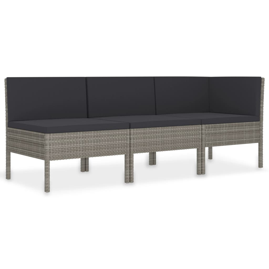 3-Sitzer Lounge-Set Josphua aus Polyrattan mit Polster