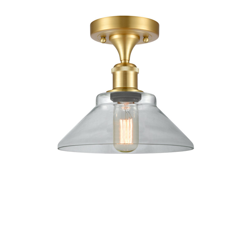 Naya Glass Semi Flush Mount, Satin Gold