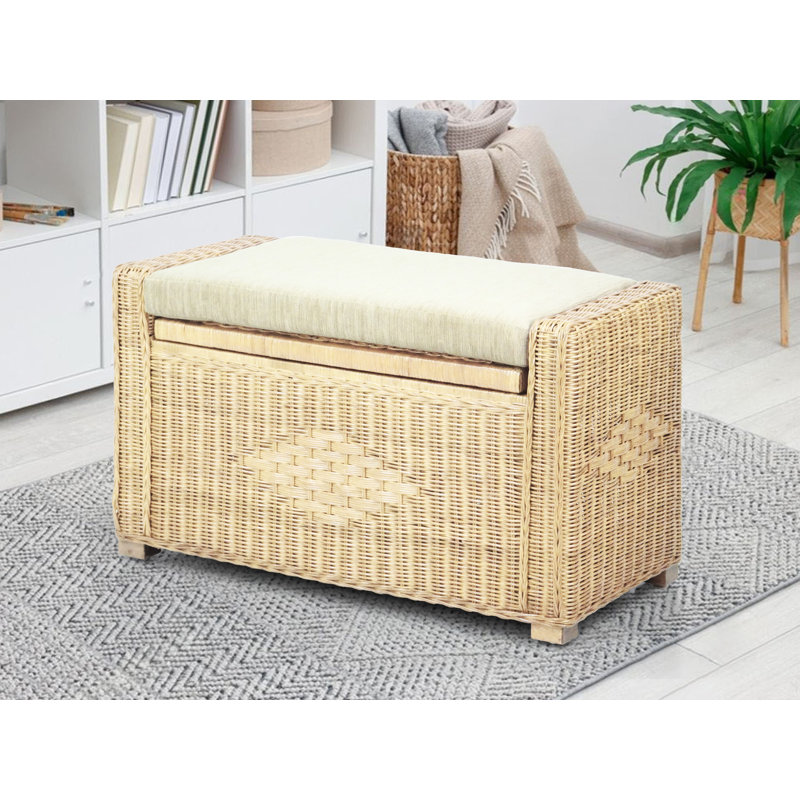 Repose-pieds rectangulaire avec rangement de 32 po Adero, Naturel