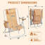 Chaise de plage pliable en aluminium antirouille avec accoudoirs en bois et inclinaison en 4 positions pour terrasse et pelouse