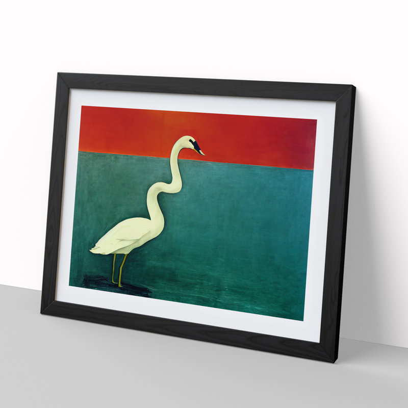XH1022-6199X Modern Swan Art Abstract 1 Piece Single Picture Frame Wall Art, 46cm H x 64cm W x 2cm D, Black