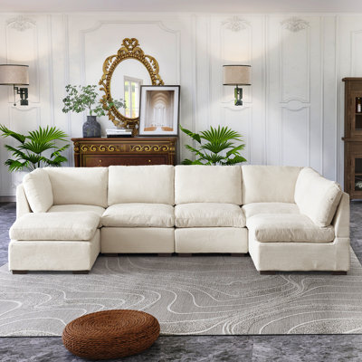 Kierran Dearborn 6 Piece 129"W Corduroy Modular Sectional