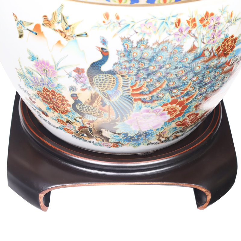 Square Asian Vase Stand with Black Hand Rubbed Finish, 8" H x 8" W x 2.5" D