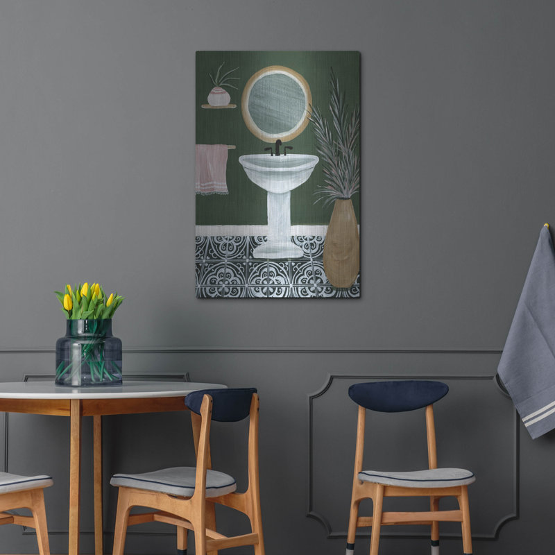 «Green Bathroom 2» par Yvette St. Amant, art mural en métal, H 36 po x l 24 po