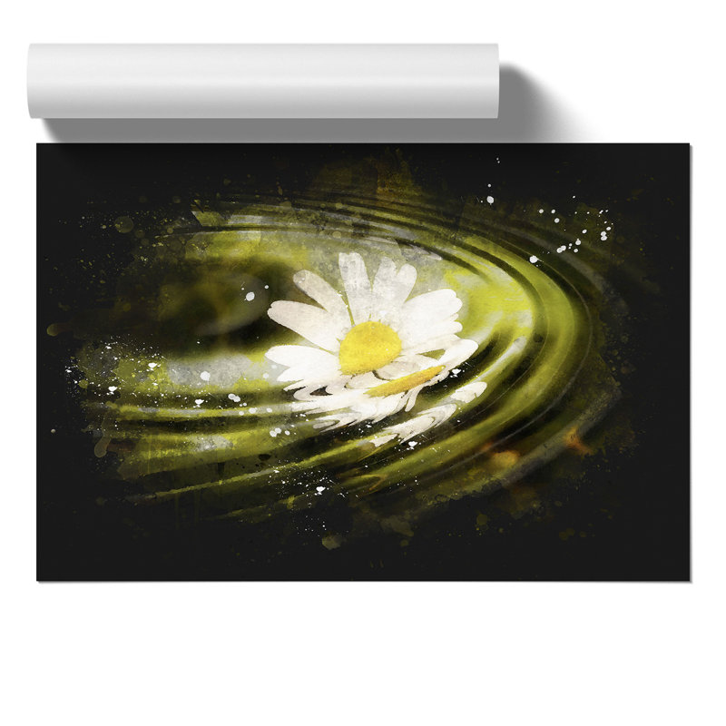 White Daisy Paint Splash - Frameless Print, 30cm H x 42cm W x 0.1cm D