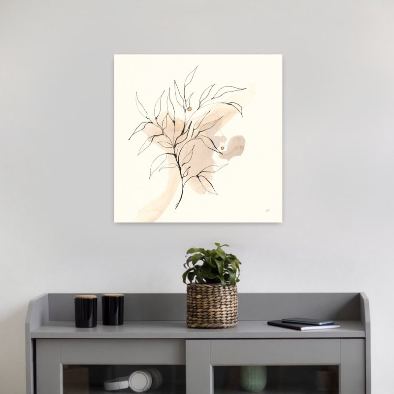 Boho Botanical III, art abstrait contemporain de paysage végétal, H 18 po x l 18 po