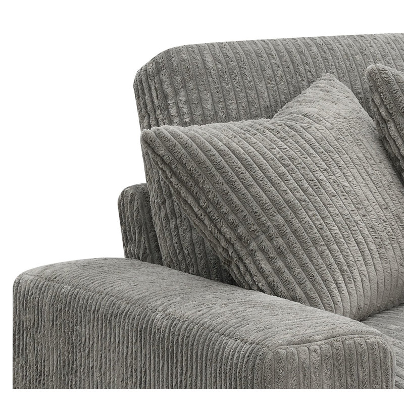 Canapé modulaire réversible en velours côtelé gris Tavia avec 6 coussins