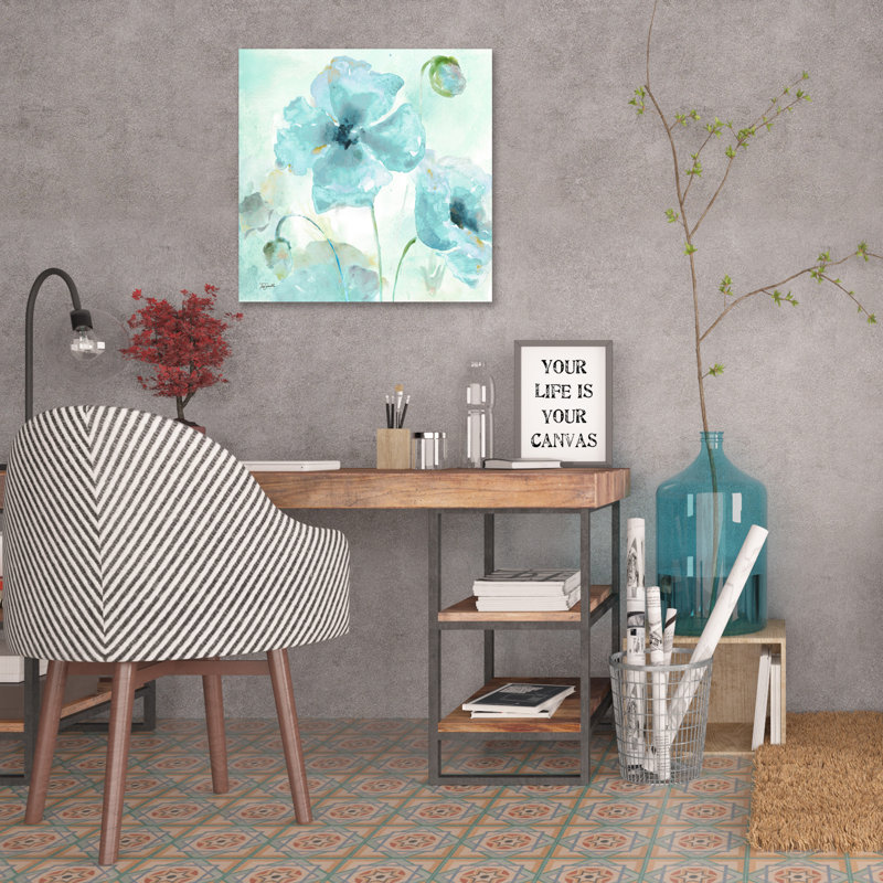 « aquarelle blue », reproduction d’art vii sur toile tendue, H 12 po x l 12 po