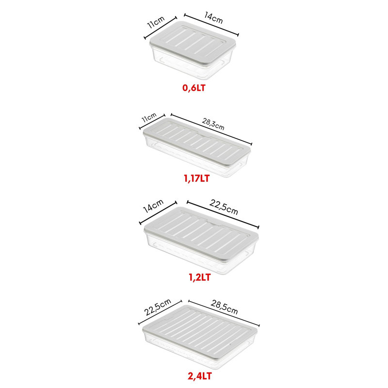 Versatile Storage, S: 5.5 x 4.3 x 1.9 in (4p), M: 11.1 x 4.3 x 1.9 in (2p), L: 8.9 x 5.5 x 1.9 in (2p), X-L: 11.2 x 8.9 x 1.9 in (1p) | Dishwasher, Microwave (up to 203°F) & Freezer (down to -13°F) Safe, Perfect for Organizing Home & Kitchen Essentials