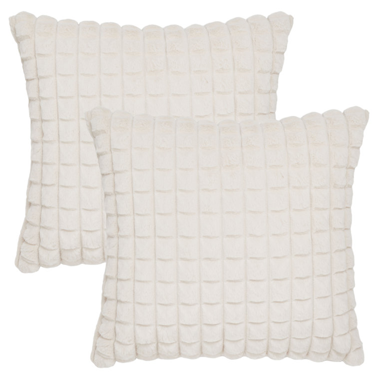 Kya Geometric Faux Fur Reversible Throw Pillow