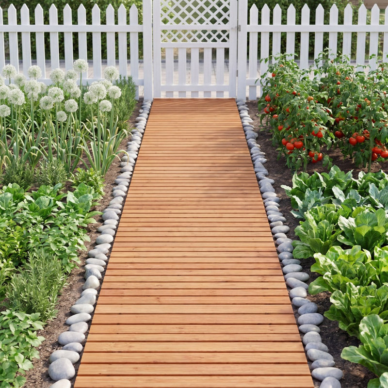 Allée de jardin en bois de 2,4 m (8 pi), sans assemblage, enroulable, en bois de sapin, antidérapante, 56 cm (22 po) de large