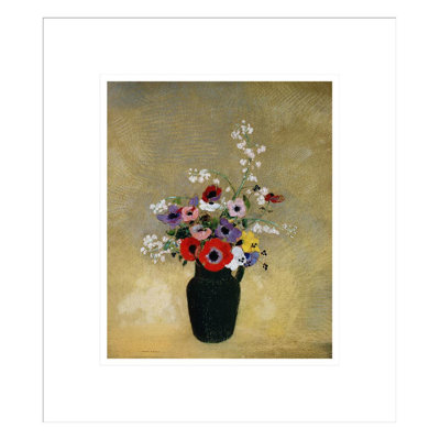 Grand vase vert avec fleurs mélangées par Odilon Redon
