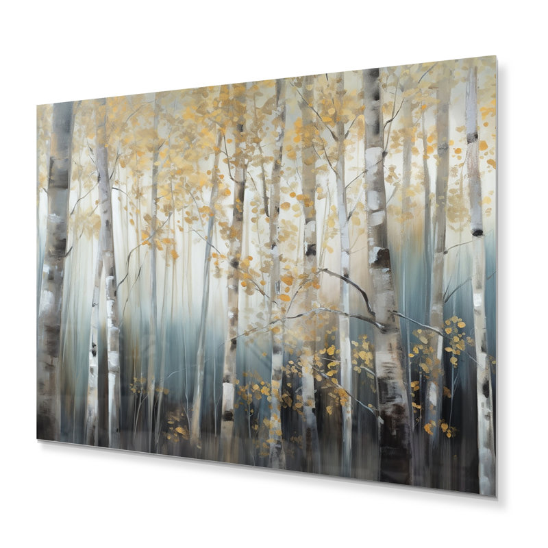 Birch Tree Dense Forest V - Art mural en métal, H 12 po x l 20 po