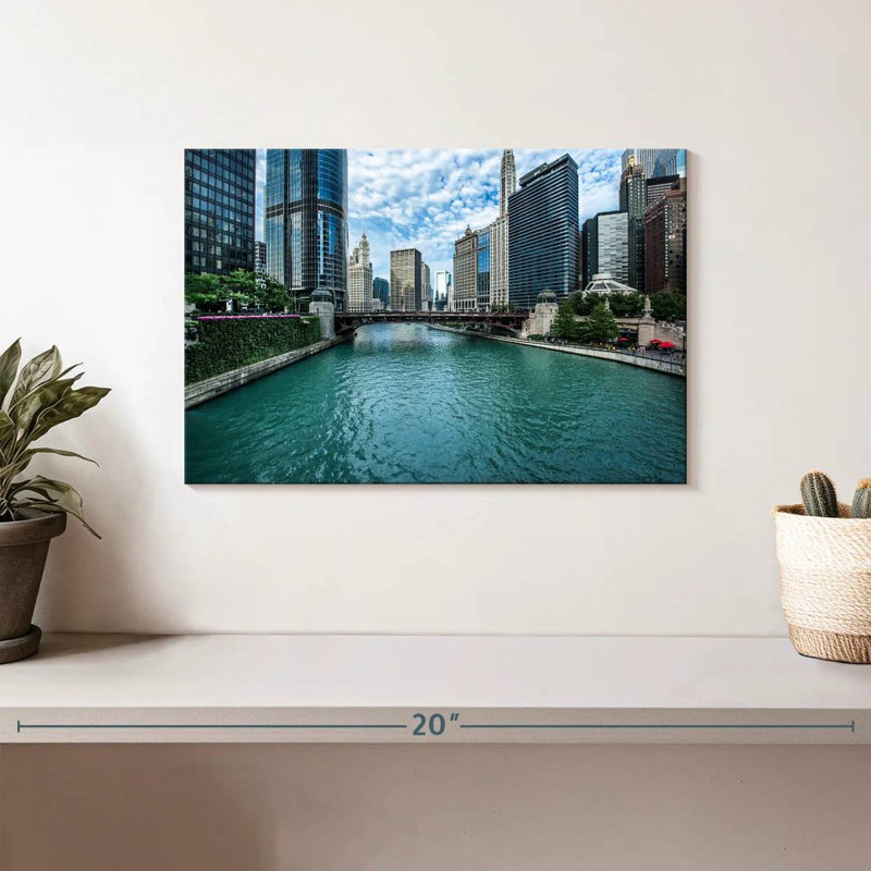 Vue sur la rivière Sirecc Chicago, H 8 po x l 12 po