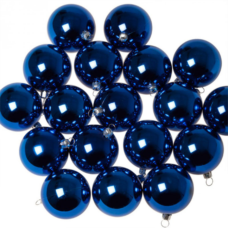 Bauble, Electric Blue Shiny, 4cm H x 4cm W x 4cm D