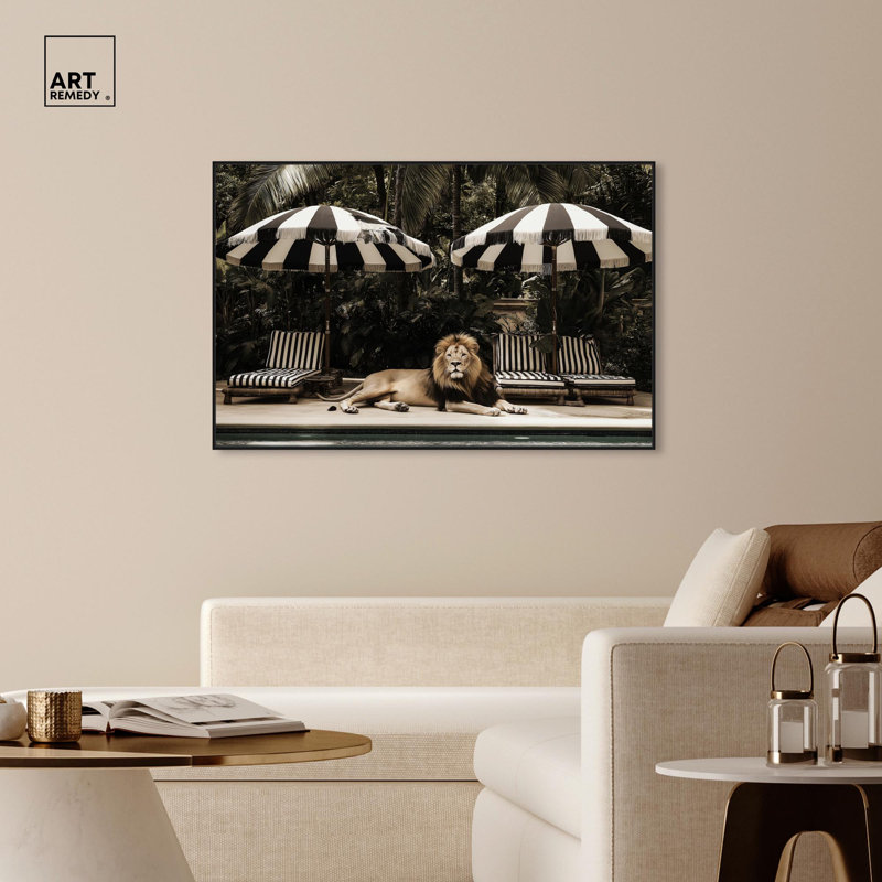Art Remedy Retro Photography Canvas, Luxe of the Jungle King, Black Floater Framed, 37" H x 55" W