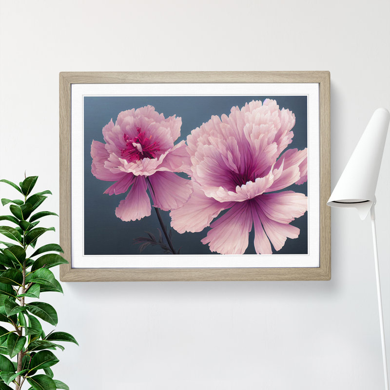 Tranquil Carnation Flowers 1 Piece Single Picture Frame Wall Art, 34cm H x 46cm W x 2cm D, Oak Framed