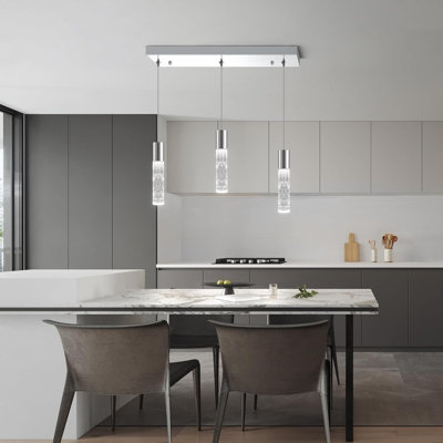 Luminaire suspendu à DEL en cristal de chrome à intensité variable