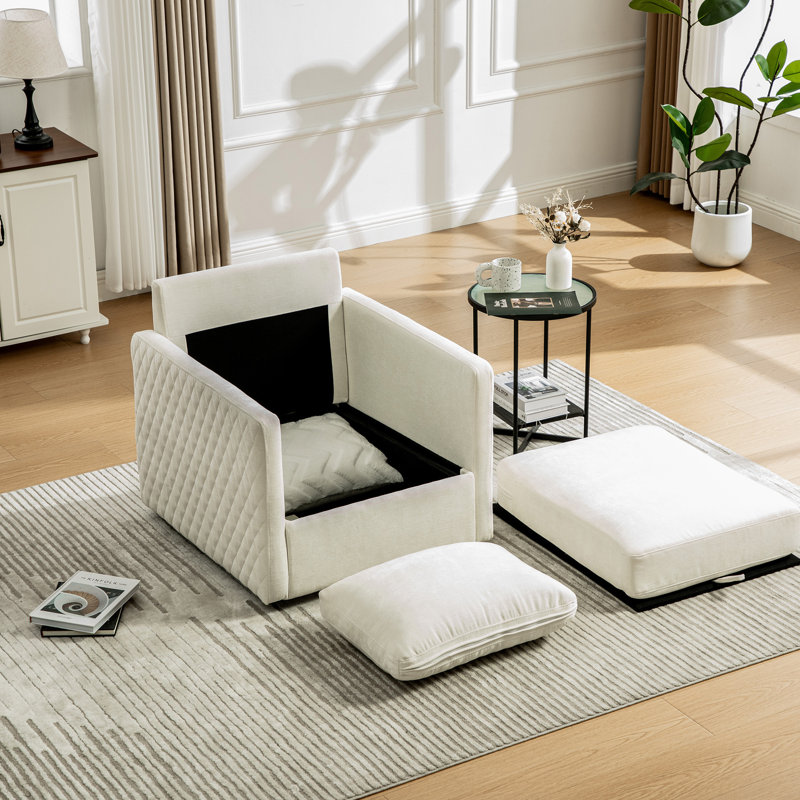 Chaises d'appoint pivotantes modernes avec rangement, revêtement en chenille pour le salon
