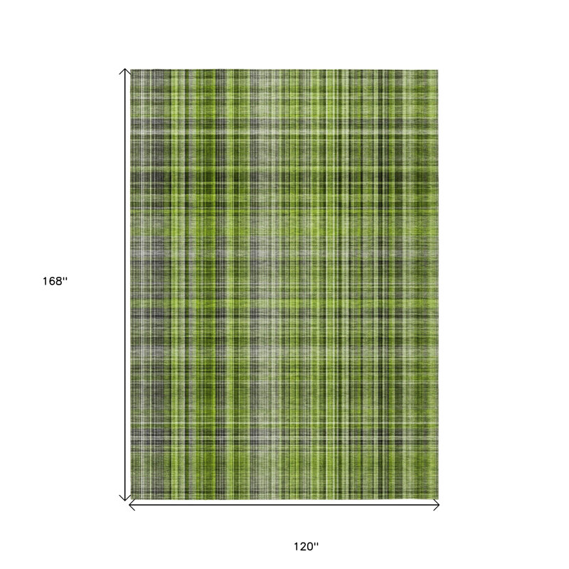 Tapis extérieur lavable antidérapant à motif écossais vert 10 pi x 14 pi