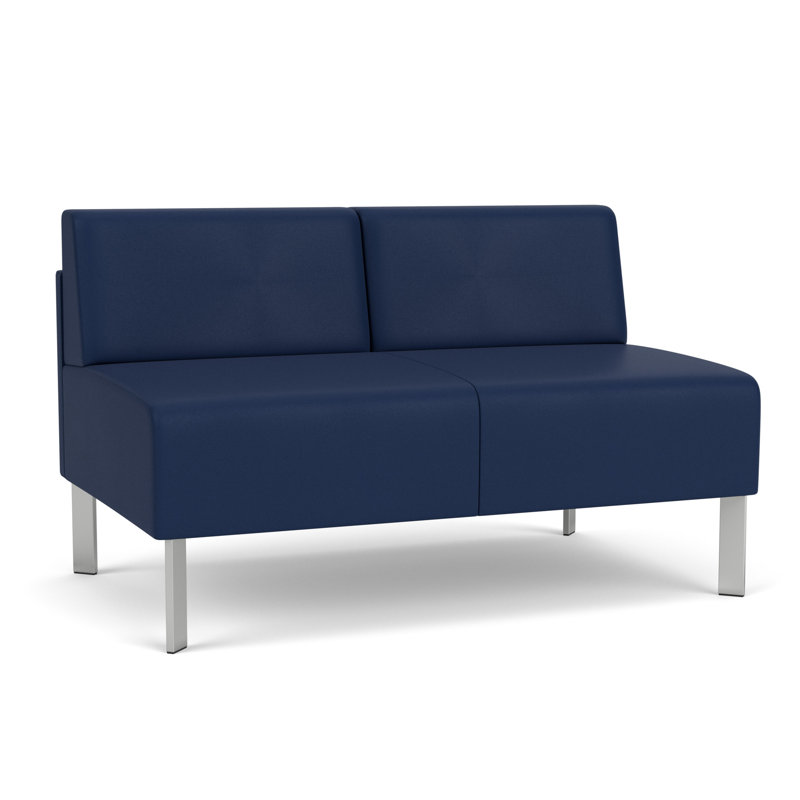 Causeuse sans accoudoirs Luxe Lounge, Acier argent, Modena encre