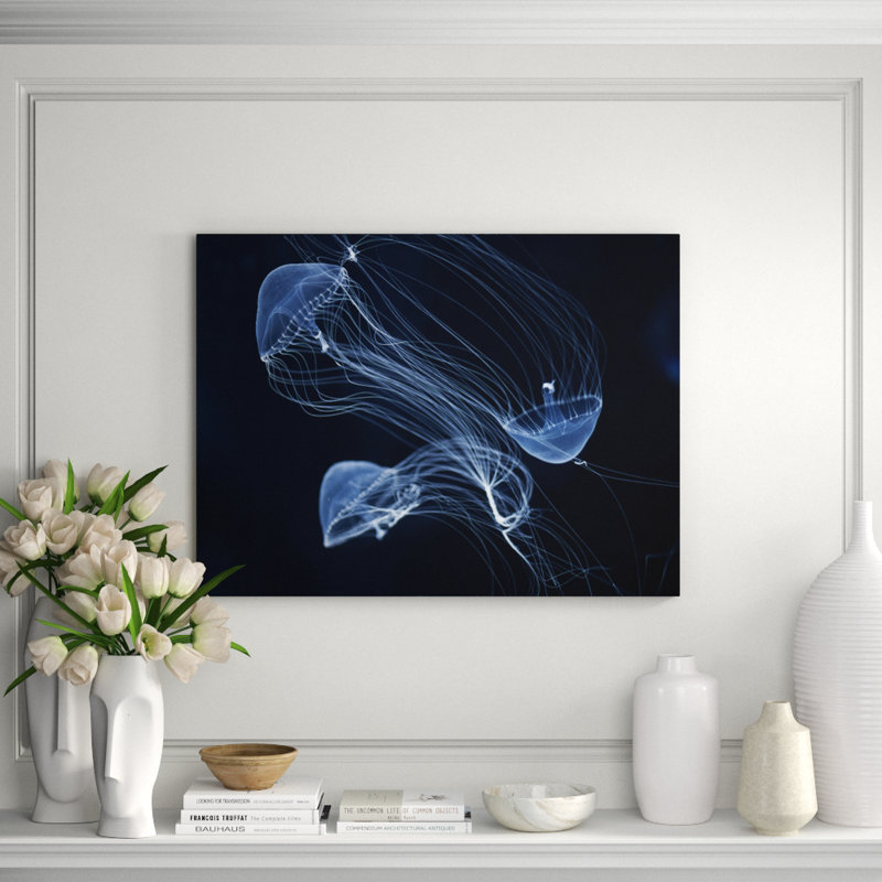 Jelly Fish Parade Three Print, 24" H x 36" W x 1.5" D