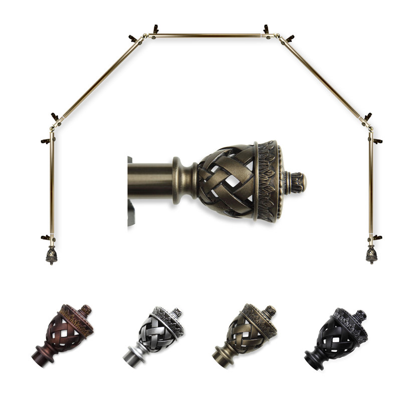 Tringle à rideaux simple réglable 0,81 po Jaidyn, 28 à 48 po (de chaque côté), Laiton antique