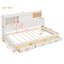 Lit de jour simple en bois blanc avec rangement, connexions et douces tablettes de rangement à 3 tiroirs, plateau, douilles de tablette-604796873