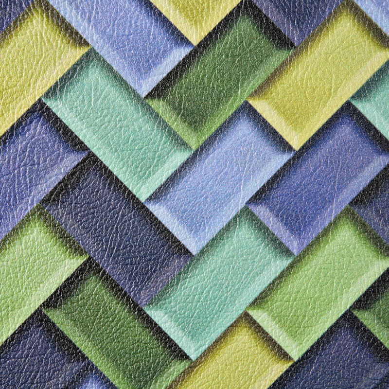 Fiesta Blue Green Yellow Herringbone PVC Anti-Fatigue Kitchen Mat