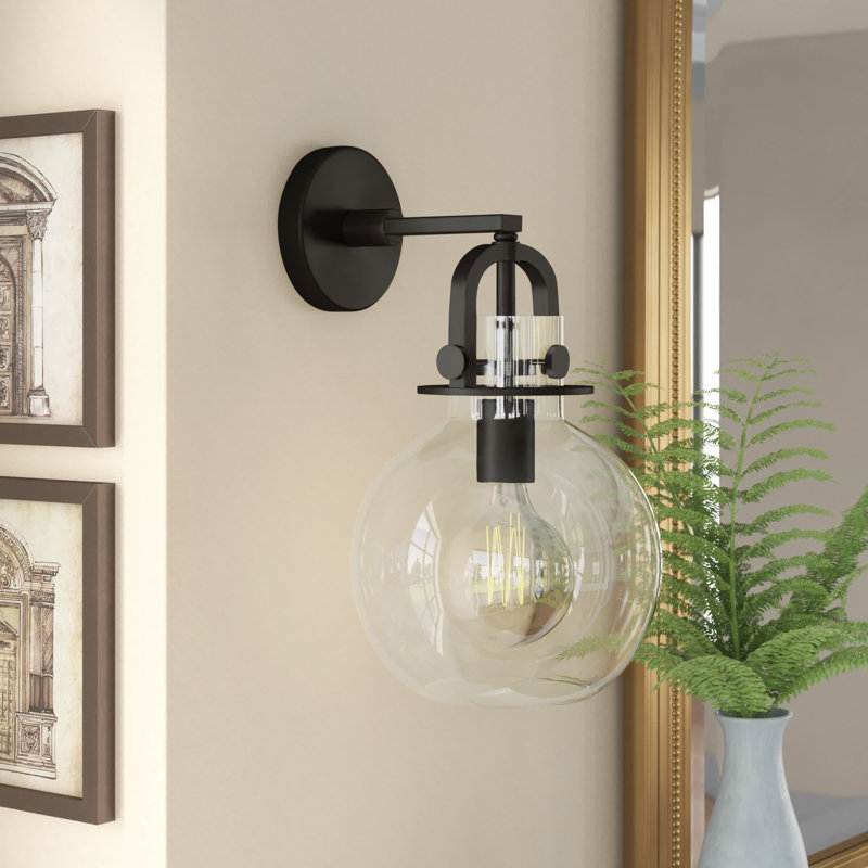 Borgen Armed Sconce, Matte Black, Incandescent